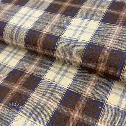 Bavlnená látka YARN DYED CHECK BRUSHED brown