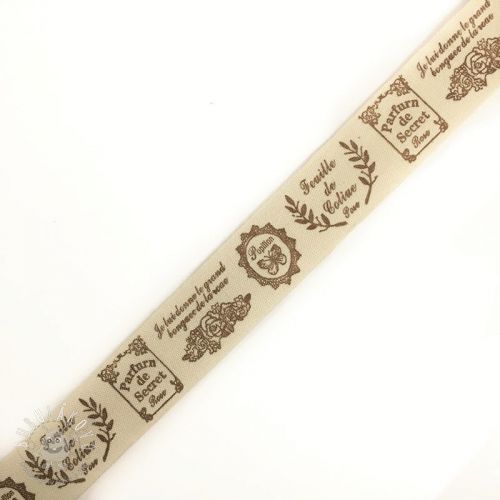 Bavlnená stuha Stamps brown Bavlnená stuha Stamps brown