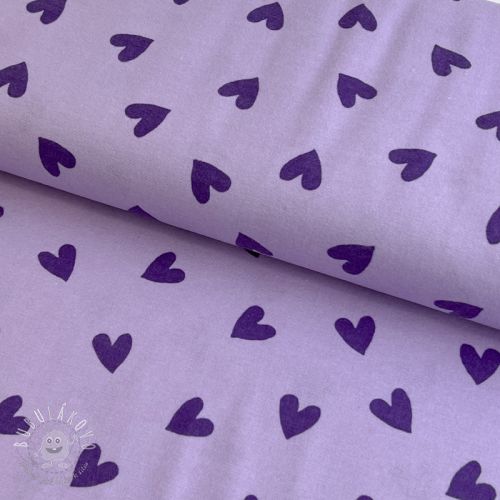 Bavlnená látka FLANNEL Hearts lavender