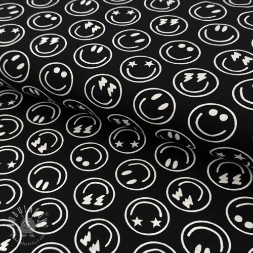 Úplet Happy faces black digital print