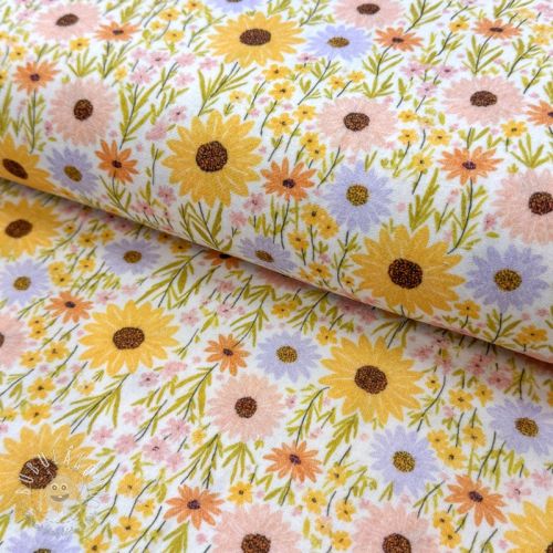 Dvojitá gázovina/mušelín Flowers Hot summer digital print