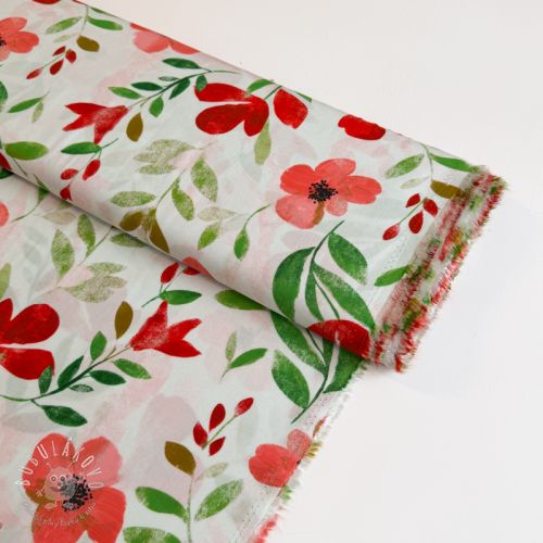 Viskóza RADIANCE Flowers Conie red digital print