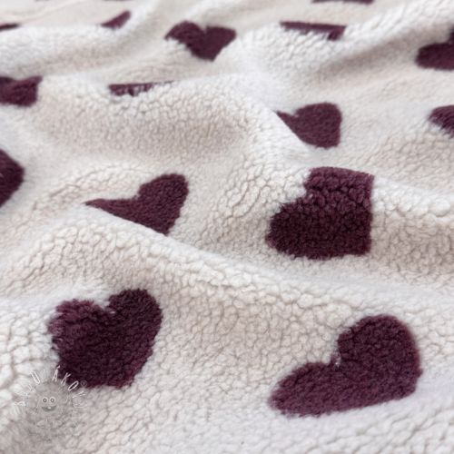 Kabátovina TEDDY JACQUARD Hearts rouge