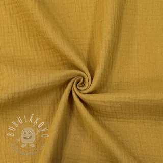 Dvojitá gázovina/mušelín dark ochre ORGANIC