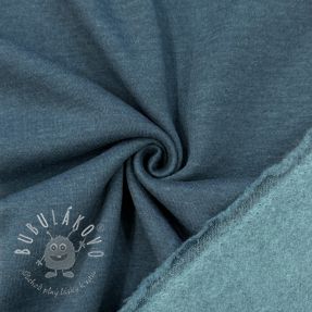 Teplákovina počesaná MELANGE dark petrol