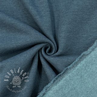 Teplákovina počesaná MELANGE dark petrol