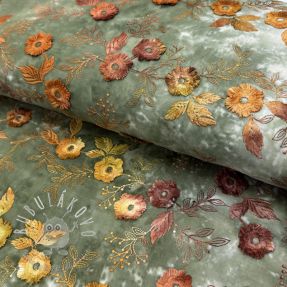 Bavlnená látka TIE DYE EMBROIDERY Poppy design O