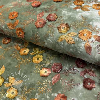 Bavlnená látka TIE DYE EMBROIDERY Poppy design O