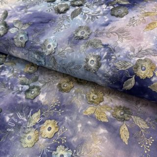 Bavlnená látka TIE DYE EMBROIDERY Poppy design T