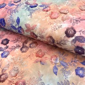 Bavlnená látka TIE DYE EMBROIDERY Poppy design R