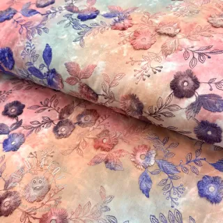 Bavlnená látka TIE DYE EMBROIDERY Poppy design R