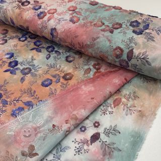 Bavlnená látka TIE DYE EMBROIDERY Poppy design R