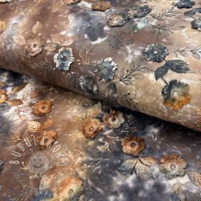 Bavlnená látka TIE DYE EMBROIDERY Poppy design M