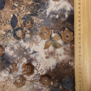 Bavlnená látka TIE DYE EMBROIDERY Poppy design M