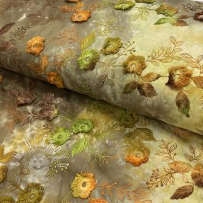 Bavlnená látka TIE DYE EMBROIDERY Poppy design P