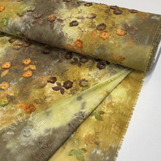 Bavlnená látka TIE DYE EMBROIDERY Poppy design P