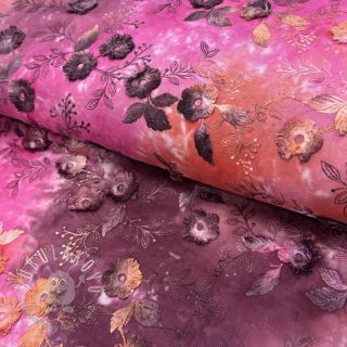 Bavlnená látka TIE DYE EMBROIDERY Poppy design Q