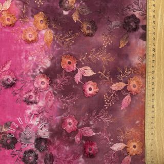 Bavlnená látka TIE DYE EMBROIDERY Poppy design Q