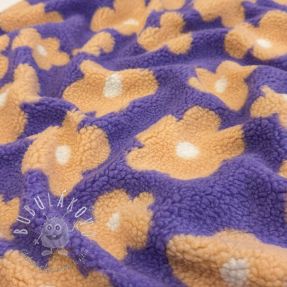 Kabátovina TEDDY JACQUARD Flowers lilac/apricot