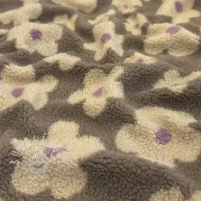 Kabátovina TEDDY JACQUARD Flowers taupe/beige