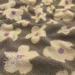 Kabátovina TEDDY JACQUARD Flowers taupe/beige