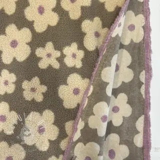 Kabátovina TEDDY JACQUARD Flowers taupe/beige