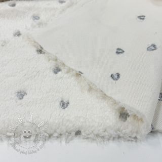 Kabátovina TEDDY Tossed hearts silver