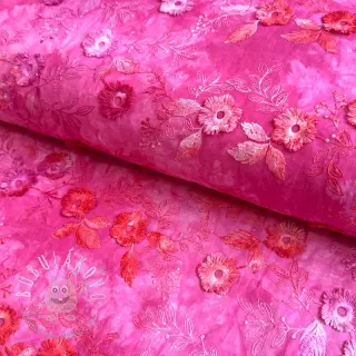 Bavlnená látka TIE DYE EMBROIDERY Poppy design U