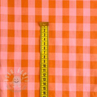 Bavlnená látka YARN DYED CHECKS orange salmon