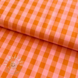 Bavlnená látka YARN DYED CHECKS orange salmon