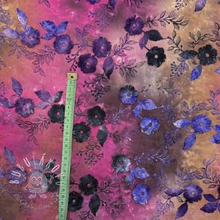 Bavlnená látka TIE DYE EMBROIDERY Poppy design A