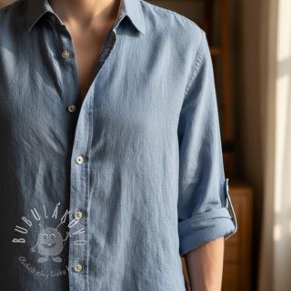 Ľan predpraný STONEWASHED PREMIUM cloud blue