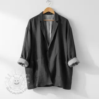 Ľan predpraný STONEWASHED PREMIUM black