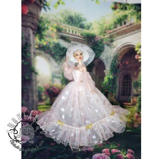 Tyl na TUTU Rainbow HEARTS light pink