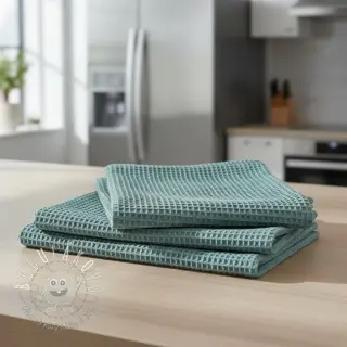 Bavlna s vaflovou väzbou cyan