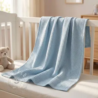 Bavlna s vaflovou väzbou blue heaven