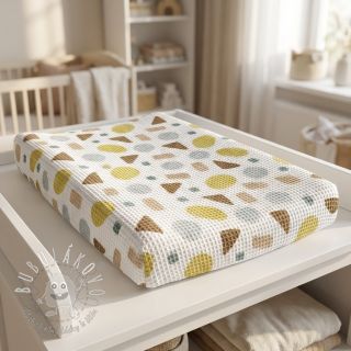 Bavlna s vaflovou väzbou Shapes yellow digital print