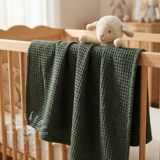 Bavlna s vaflovou väzbou army green