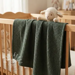 Bavlna s vaflovou väzbou army green