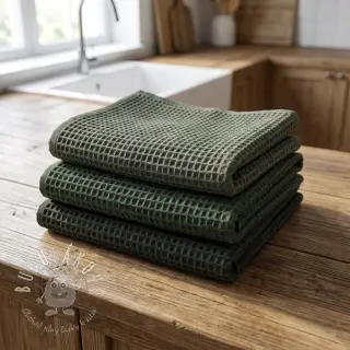 Bavlna s vaflovou väzbou army green