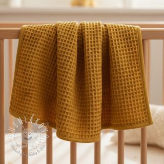 Bavlna s vaflovou väzbou ochre
