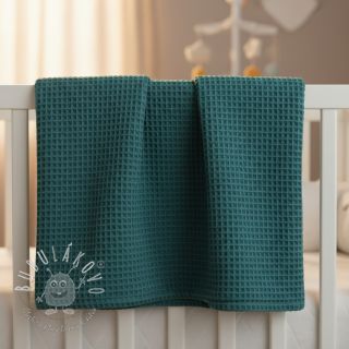 Bavlna s vaflovou väzbou petrol