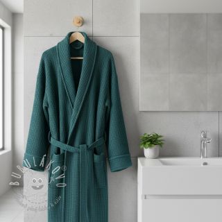 Bavlna s vaflovou väzbou petrol