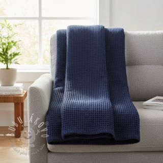 Bavlna s vaflovou väzbou navy