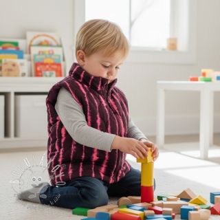 Prešívaná látka VELVET Stripes cerise