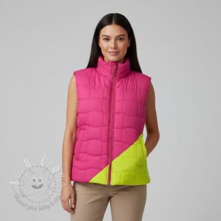 Prešívaná látka Graphic square pink lime