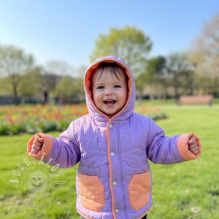 Prešívaná látka Graphic square lilac apricot