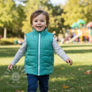 Prešívaná látka Graphic square cyan cerise