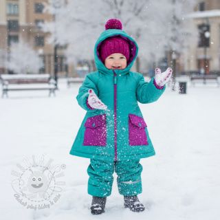 Prešívaná látka Graphic square cyan cerise