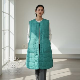 Prešívaná látka Graphic square cyan cerise